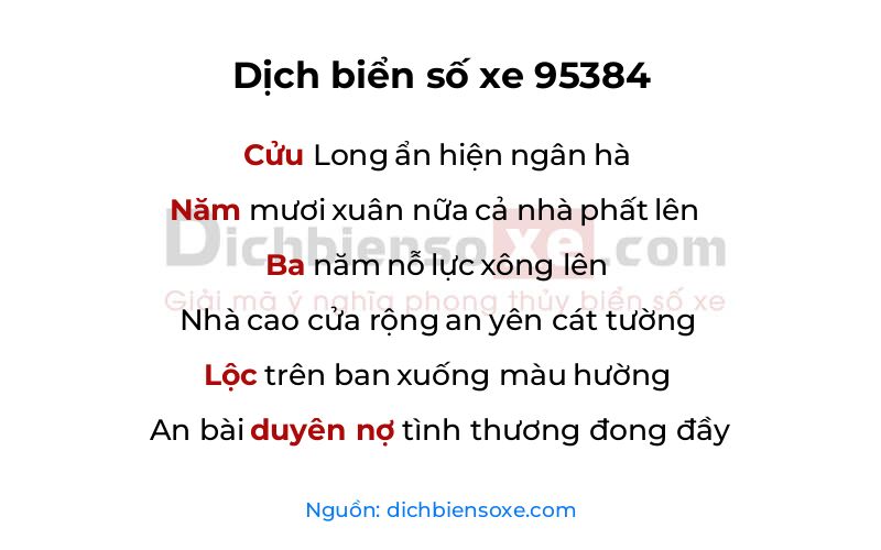 Dịch thơ biển số 95384