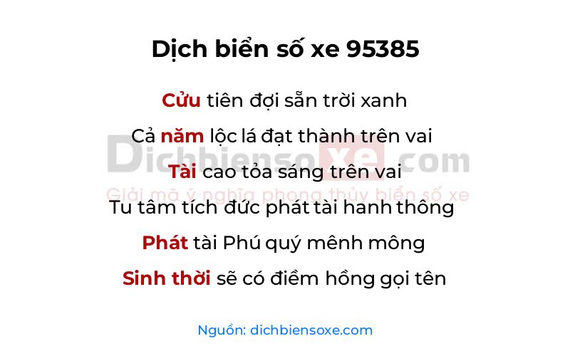 Dịch thơ biển số 95385