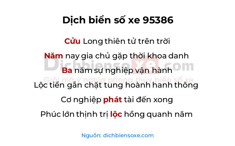 Dịch thơ biển số 95386