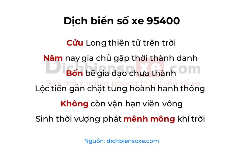 Dịch thơ biển số 95400