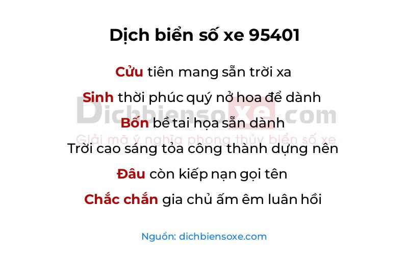 Dịch thơ biển số 95401