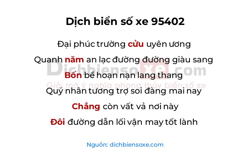 Dịch thơ biển số 95402