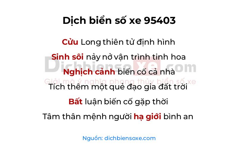 Dịch thơ biển số 95403