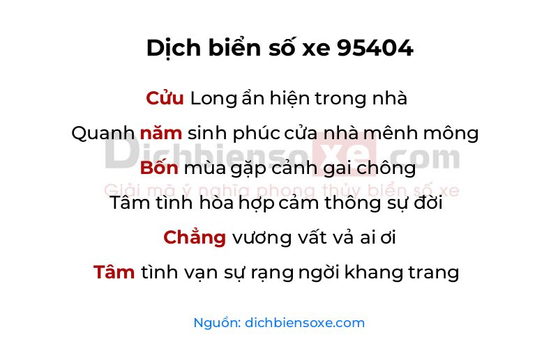Dịch thơ biển số 95404