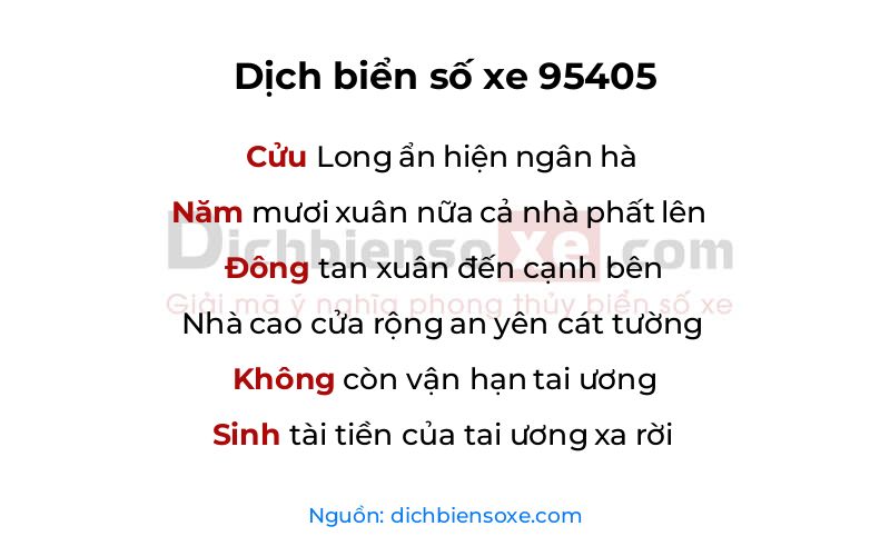 Dịch thơ biển số 95405