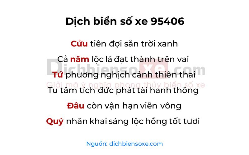 Dịch thơ biển số 95406