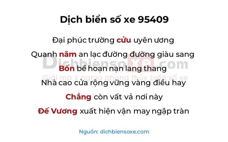 Dịch thơ biển số 95409