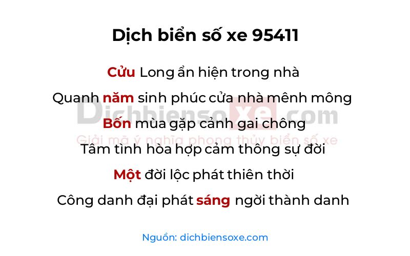 Dịch thơ biển số 95411