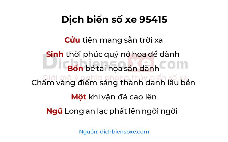 Dịch thơ biển số 95415