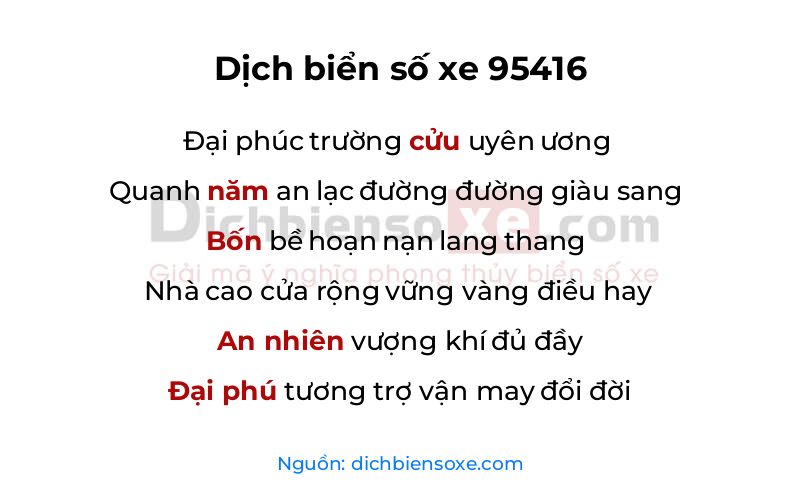 Dịch thơ biển số 95416