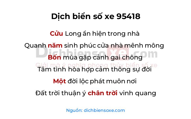 Dịch thơ biển số 95418
