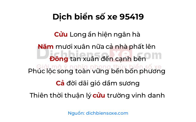 Dịch thơ biển số 95419