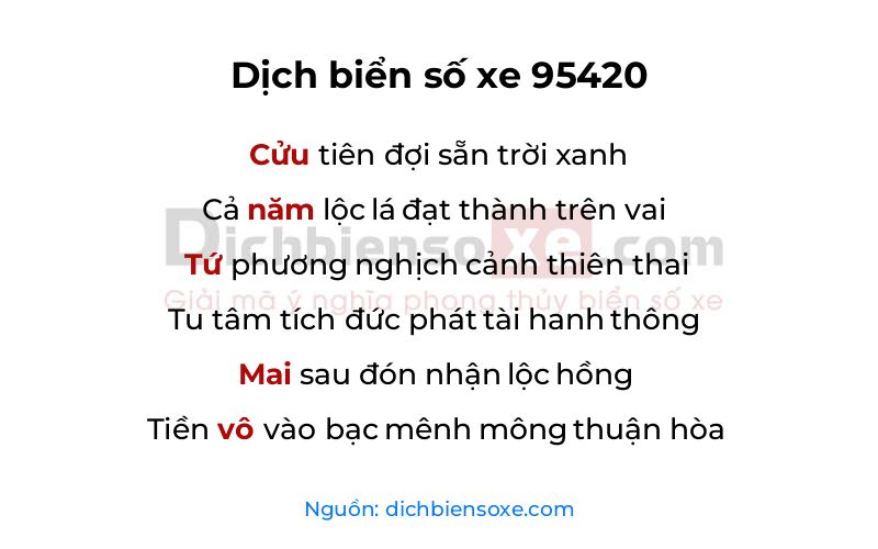 Dịch thơ biển số 95420