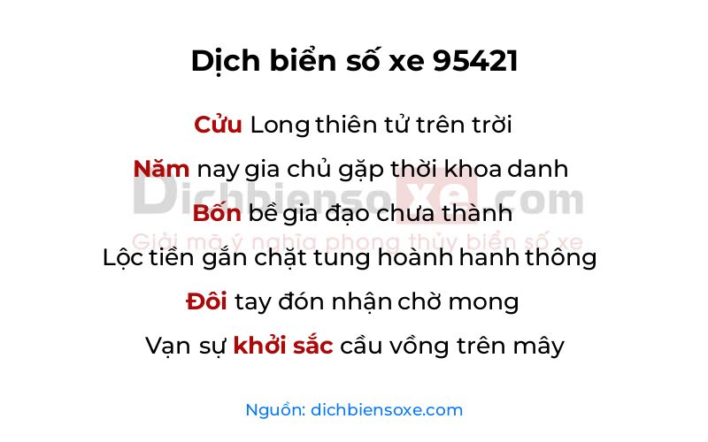 Dịch thơ biển số 95421