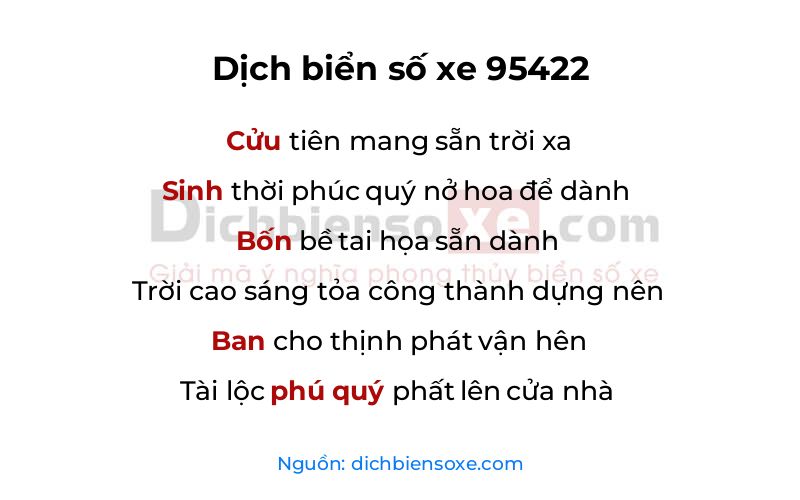 Dịch thơ biển số 95422