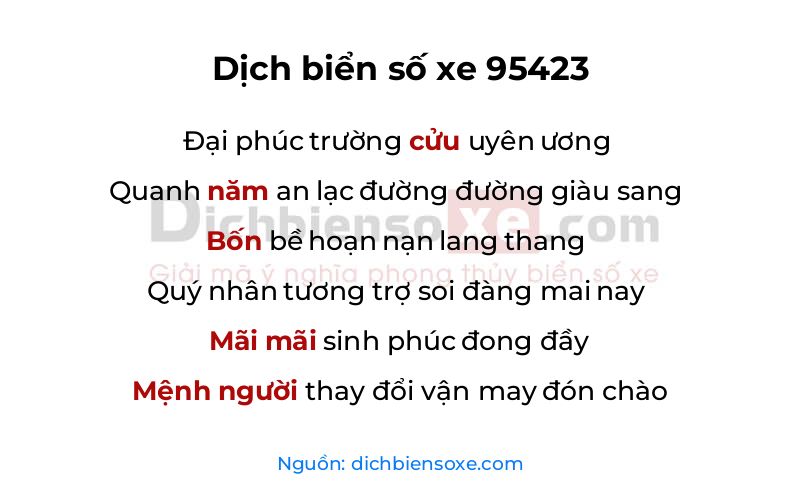 Dịch thơ biển số 95423