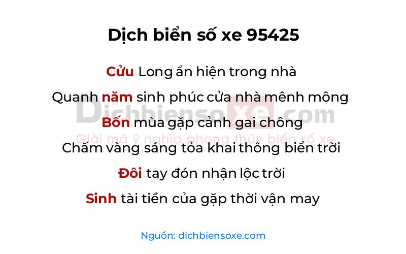 Dịch thơ biển số 95425