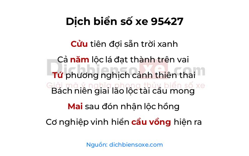 Dịch thơ biển số 95427