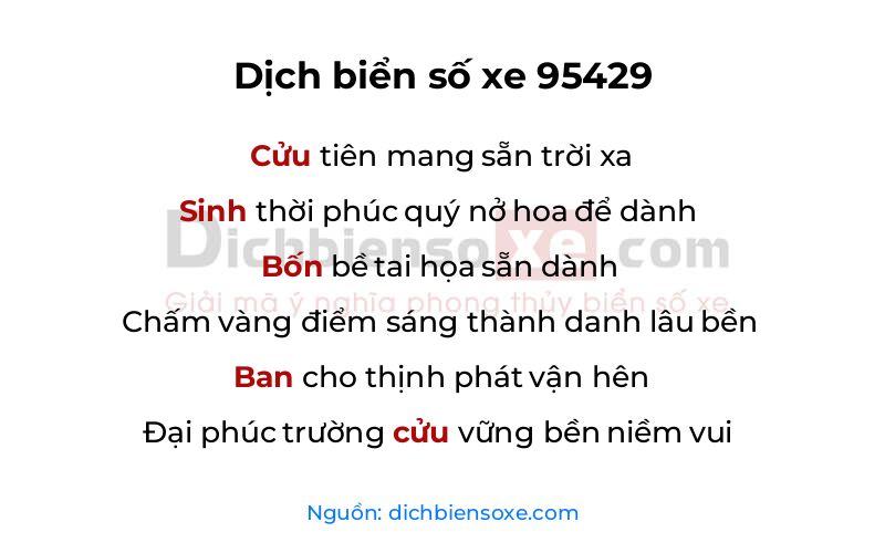 Dịch thơ biển số 95429