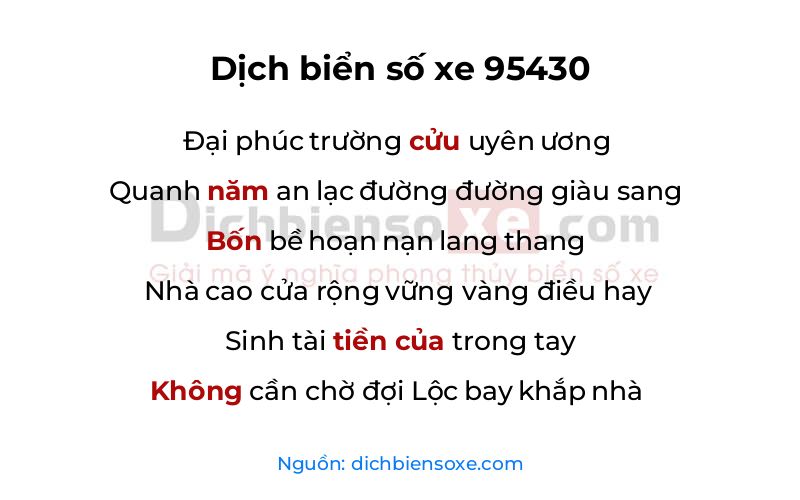 Dịch thơ biển số 95430