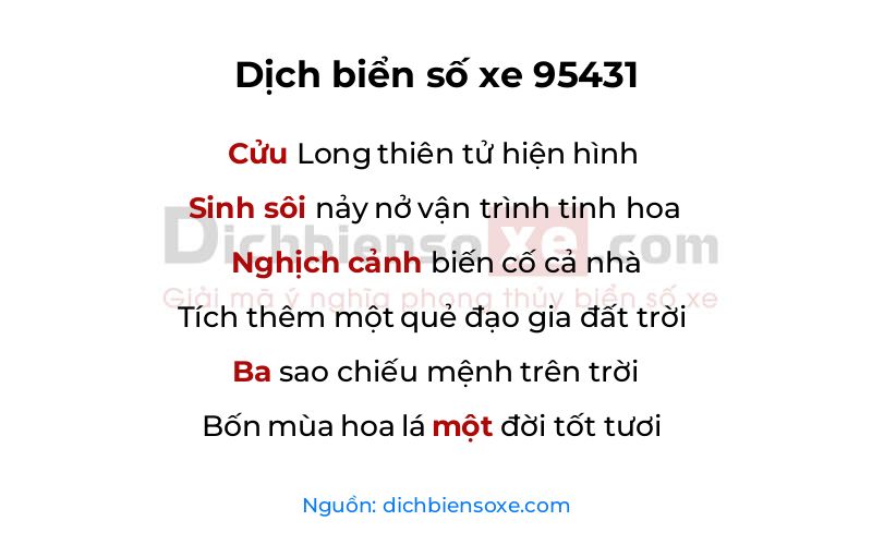 Dịch thơ biển số 95431
