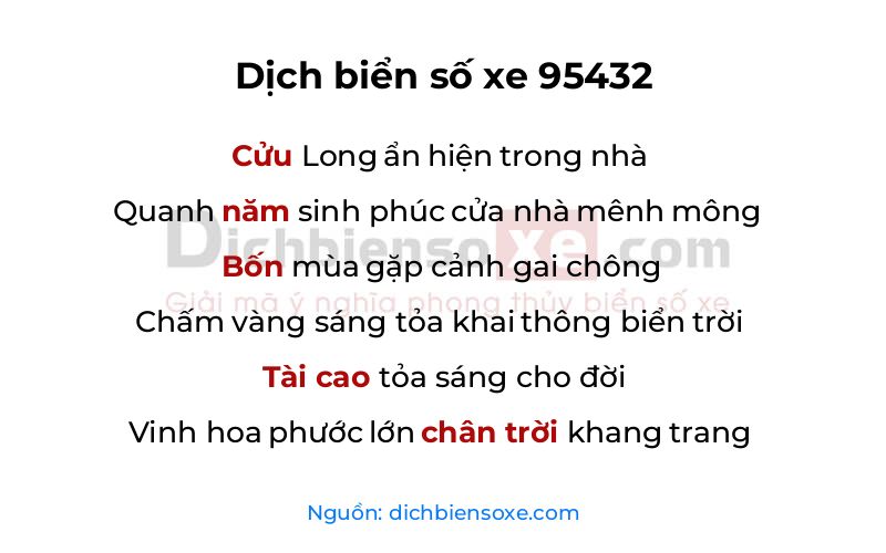 Dịch thơ biển số 95432