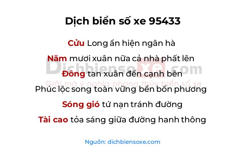 Dịch thơ biển số 95433