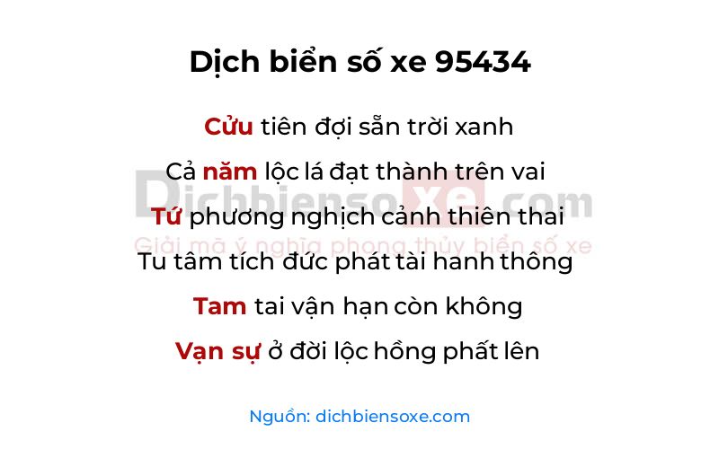 Dịch thơ biển số 95434