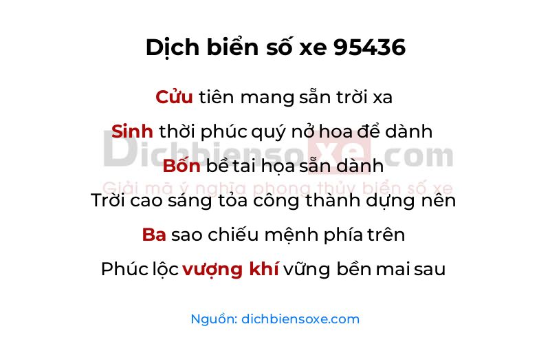 Dịch thơ biển số 95436