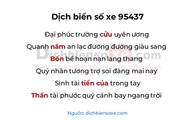 Dịch thơ biển số 95437