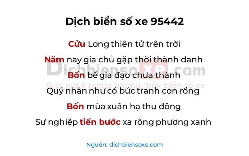 Dịch thơ biển số 95442