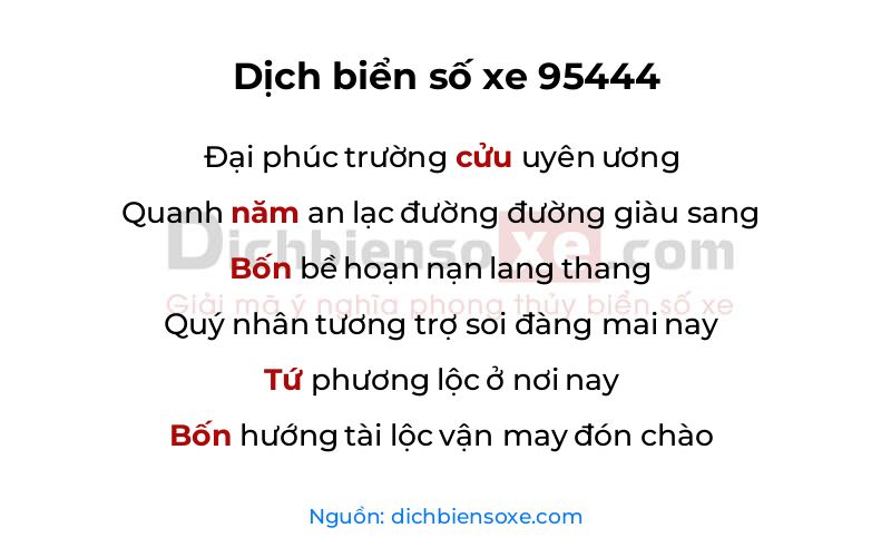 Dịch thơ biển số 95444