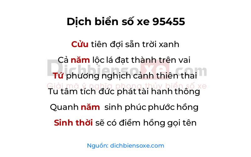 Dịch thơ biển số 95455