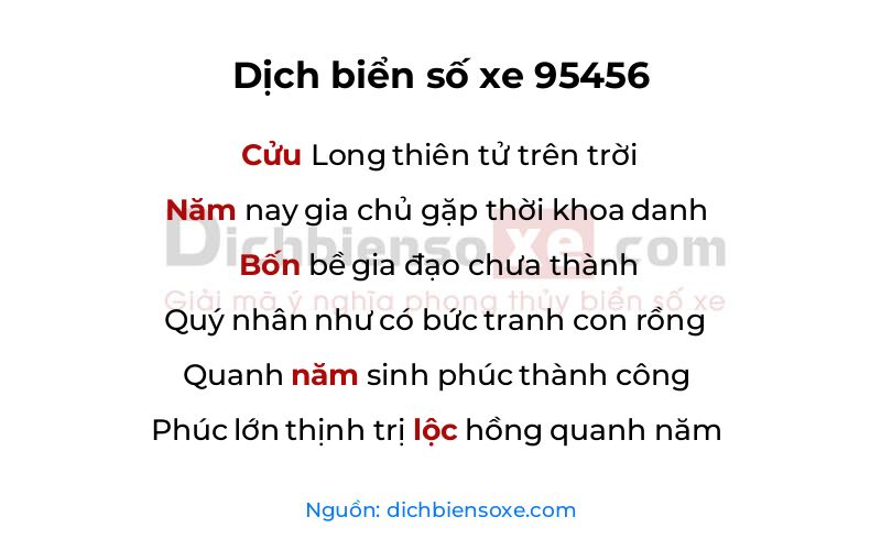 Dịch thơ biển số 95456