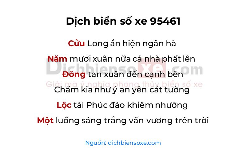 Dịch thơ biển số 95461