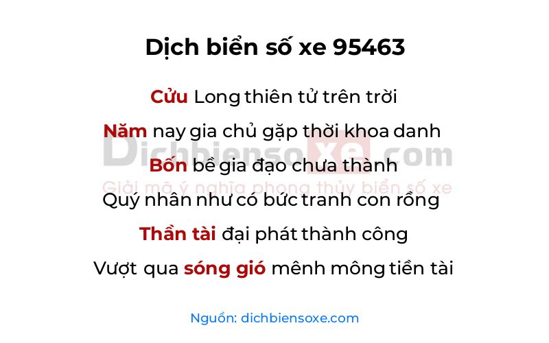 Dịch thơ biển số 95463