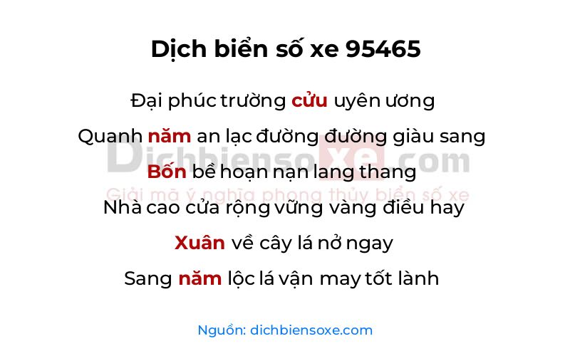 Dịch thơ biển số 95465