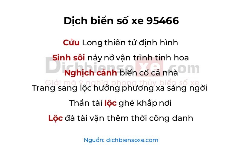 Dịch thơ biển số 95466
