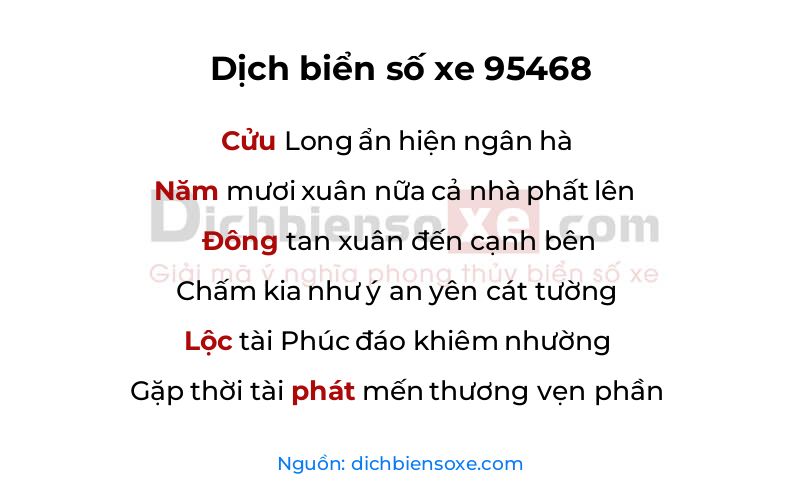 Dịch thơ biển số 95468