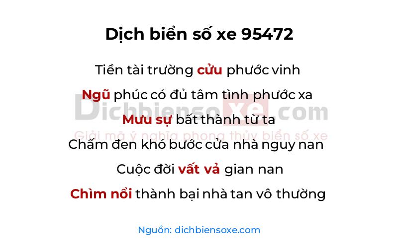 Dịch thơ biển số 95472