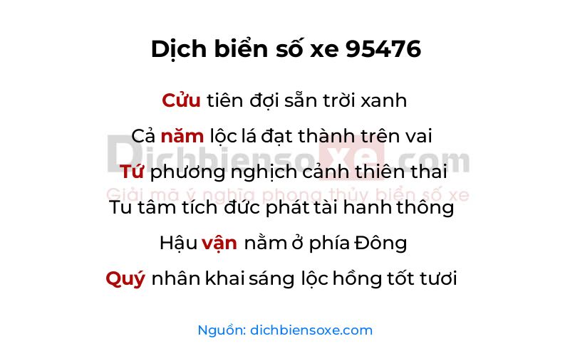 Dịch thơ biển số 95476