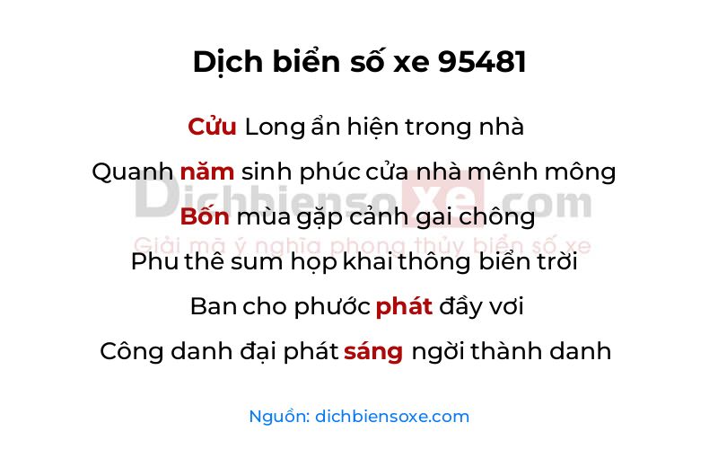 Dịch thơ biển số 95481