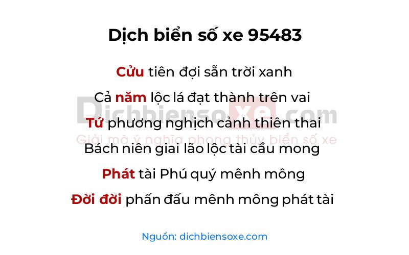 Dịch thơ biển số 95483