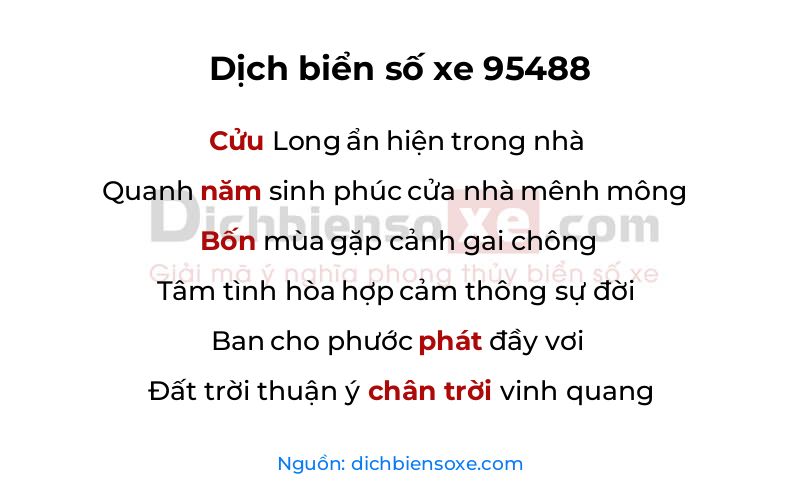 Dịch thơ biển số 95488
