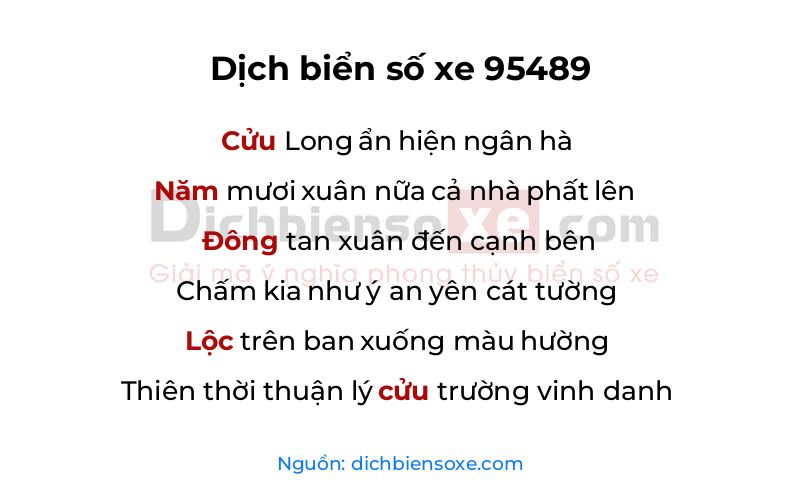 Dịch thơ biển số 95489