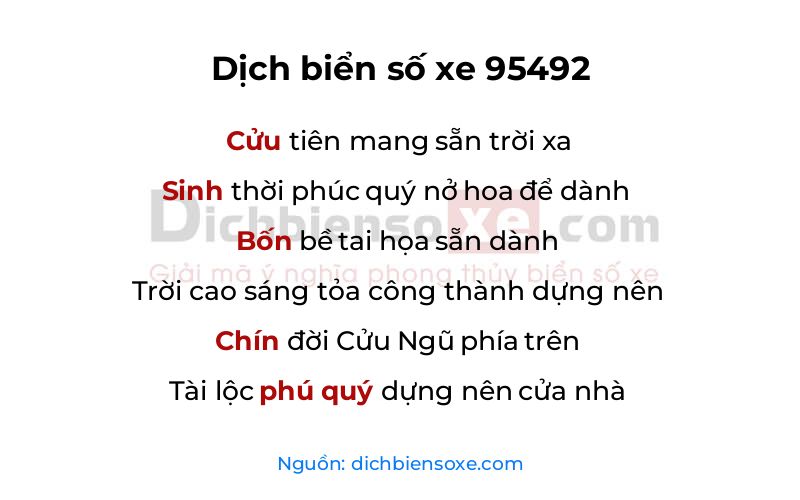 Dịch thơ biển số 95492