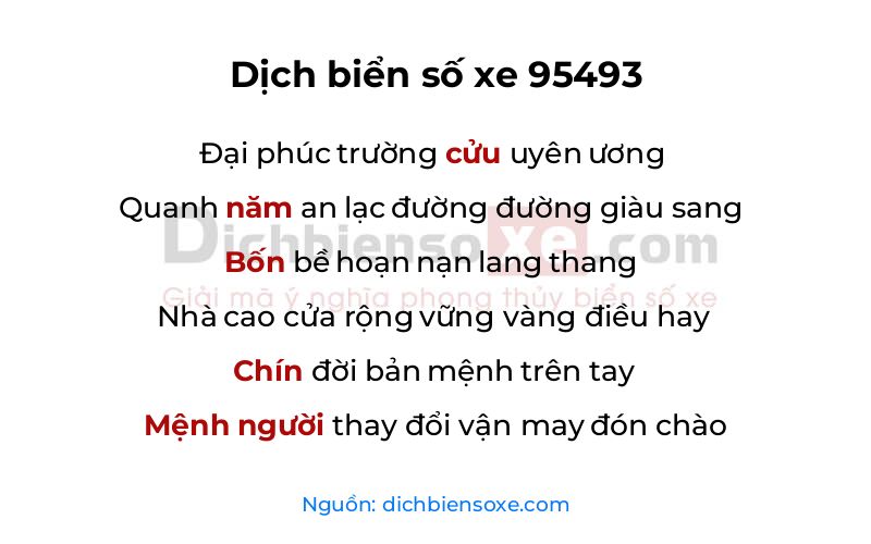 Dịch thơ biển số 95493