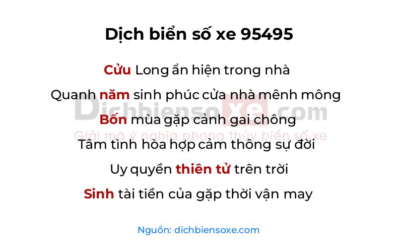 Dịch thơ biển số 95495