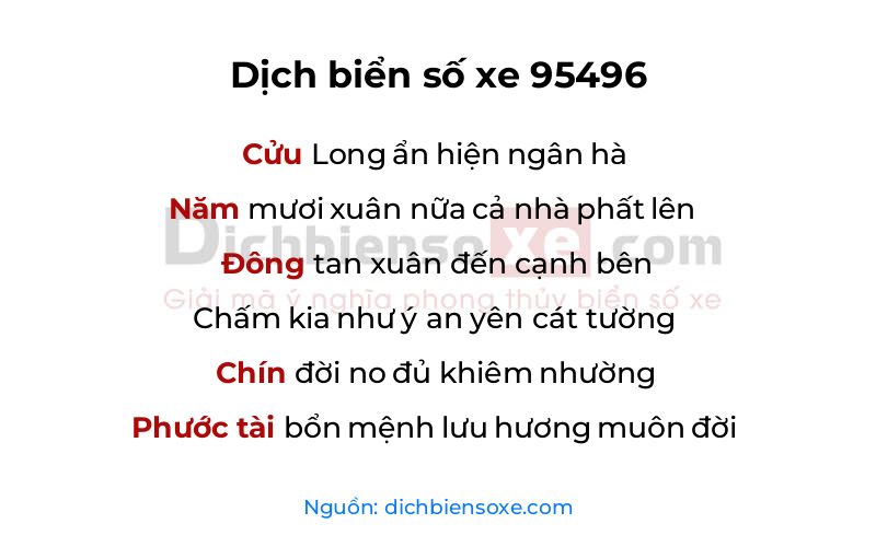 Dịch thơ biển số 95496