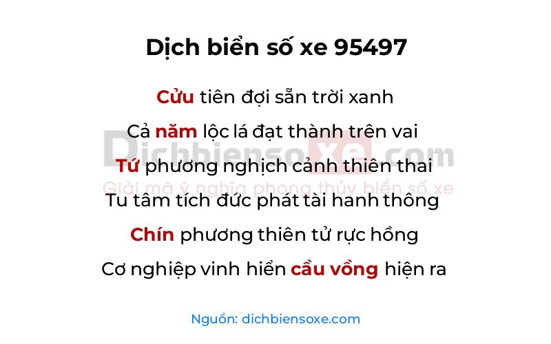 Dịch thơ biển số 95497